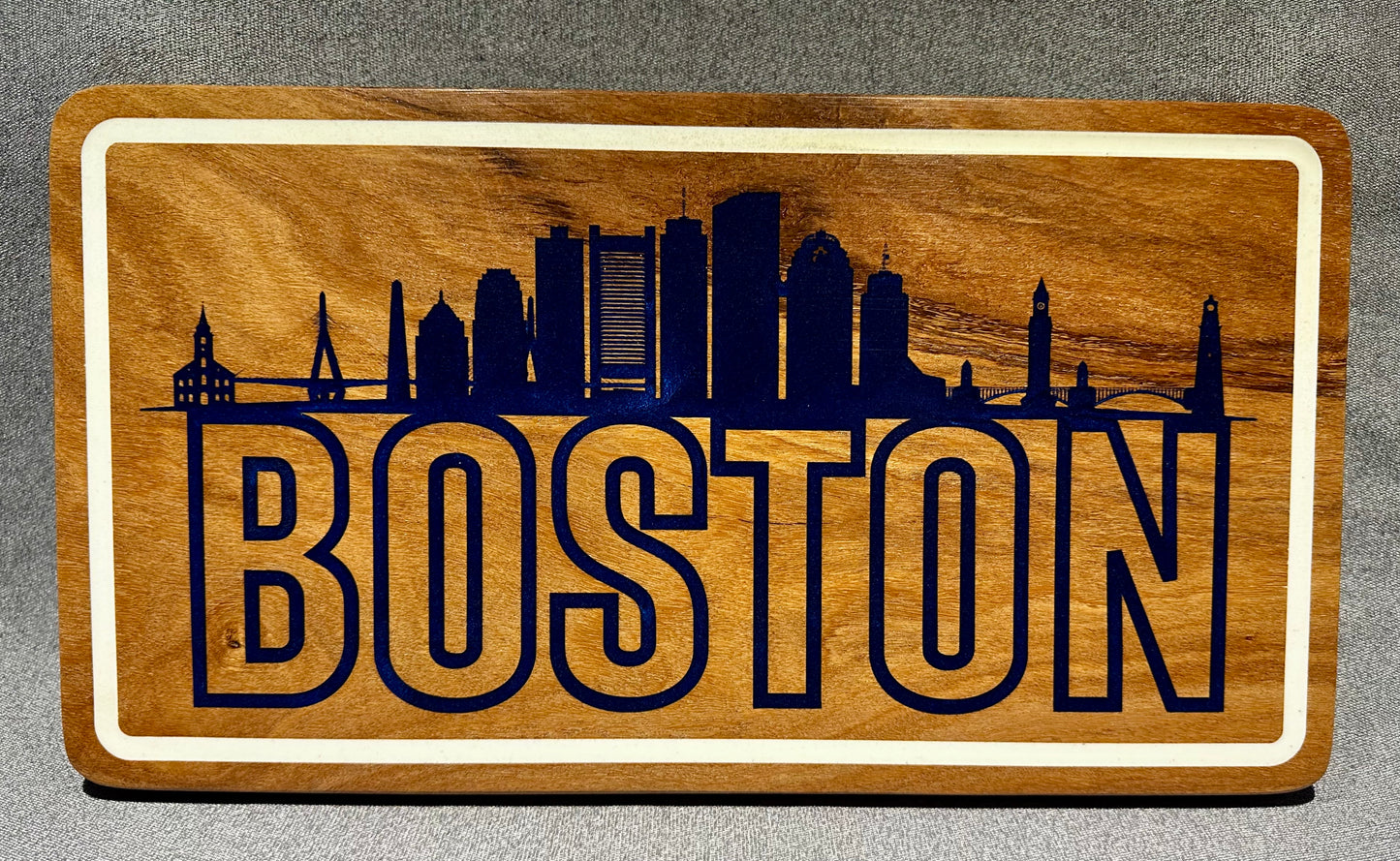Boston Skyline Mahogany Wall Art