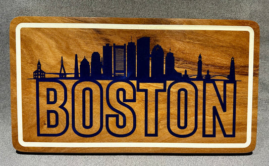 Boston Skyline Mahogany Wall Art