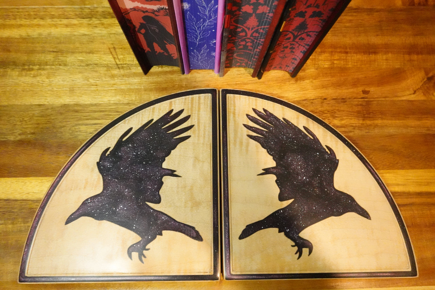 Raven Silhouette Bookends – Gothic Bookish Décor | Handmade Wood Bookends Inspired by Dark Romance & Mystery