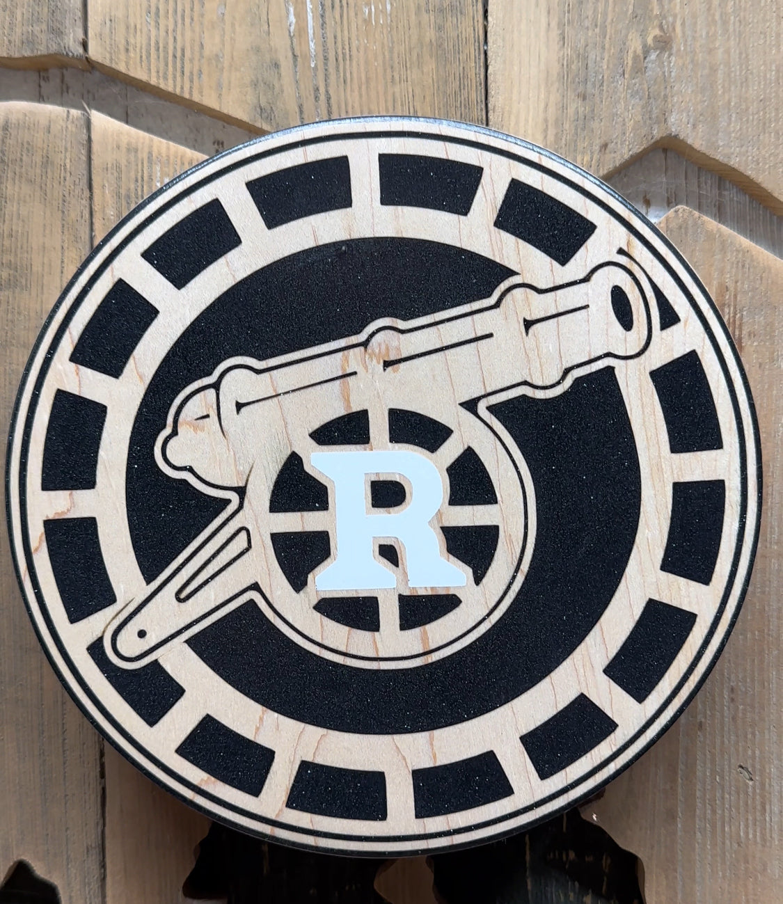 Boston Raiders wood and epoxy sign